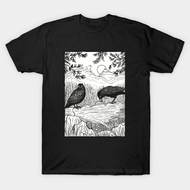 Huginn and Muninn T-Shirt by Thistle Moon